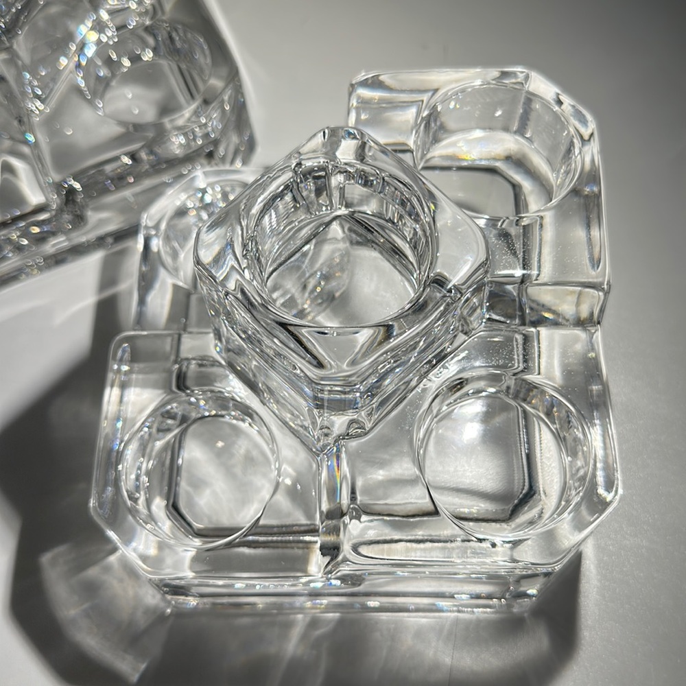 Vintage Crystal Glass Tea light Castle Block Set of 2 —-RETIRED ITEM—- - Picture 8 of 12